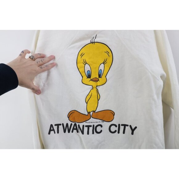 Vintage 80s Warner Bros Womens S Tweety Bird Atlantic City Crewneck Sweatshirt - Picture 4 of 12